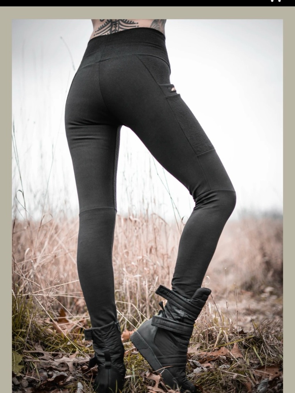 Crossfox lightweight Lucien Pocket Leggings - Medium, tan/brown/black, ooak - Picture 6 of 14